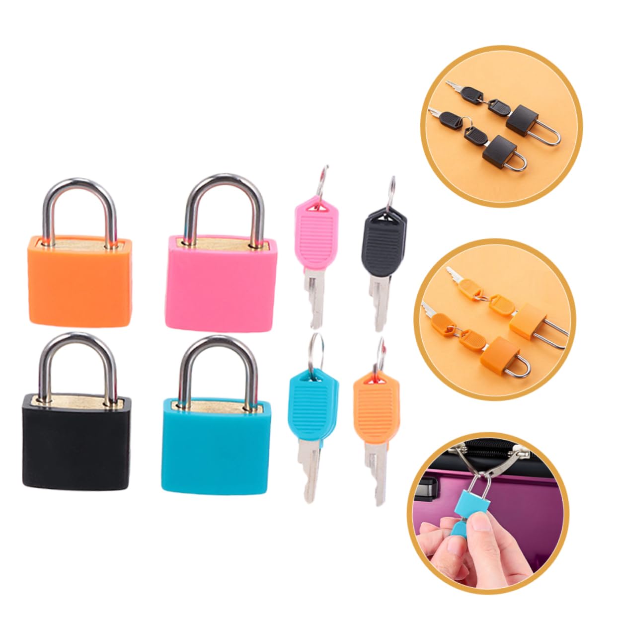 PartyKindom 16pezzi Lucchetto Chiuso Serratura Di Sicurezza Per Zaini e Valigie Materiale Resistente Leggero e Compatto Colori Arancione