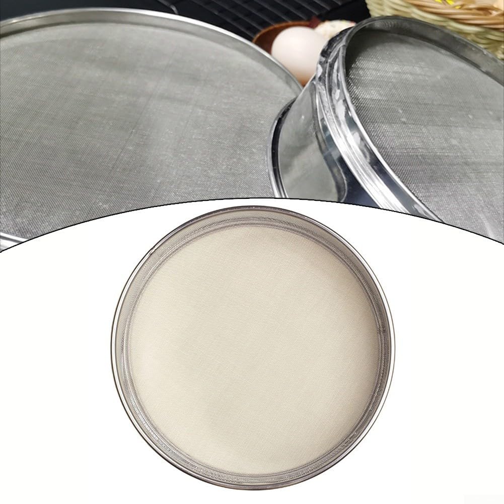 Edelstahl Mehlsieb, 40cm Rund Mehlsieb Küche Feinmaschiges Ölsieb Sieb Zuckerfilter für Backen Kuchen Pasta Torten