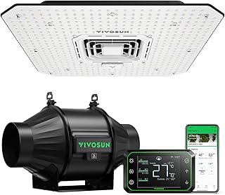 VIVOSUN Smart Grow System mit Grow Lampe100W LED Pflanzenlampe mit integriertem Zirkulationsventilator, Rohrventilator 100 mm & GrowHub E42A Controller für Growbox Komplettsets, Indoor-Grow Hydroponik