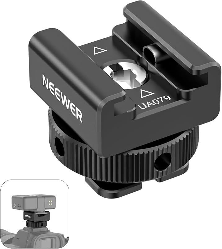 Cold Shoe Mount Adapter Compatible with DJI Mic 2 Rode Wireless GO II Hollyland Saramonic NEEWER Wireless Mini Microphone, Anti Interference Offset Contact Design for Speedlite Flash, UA079