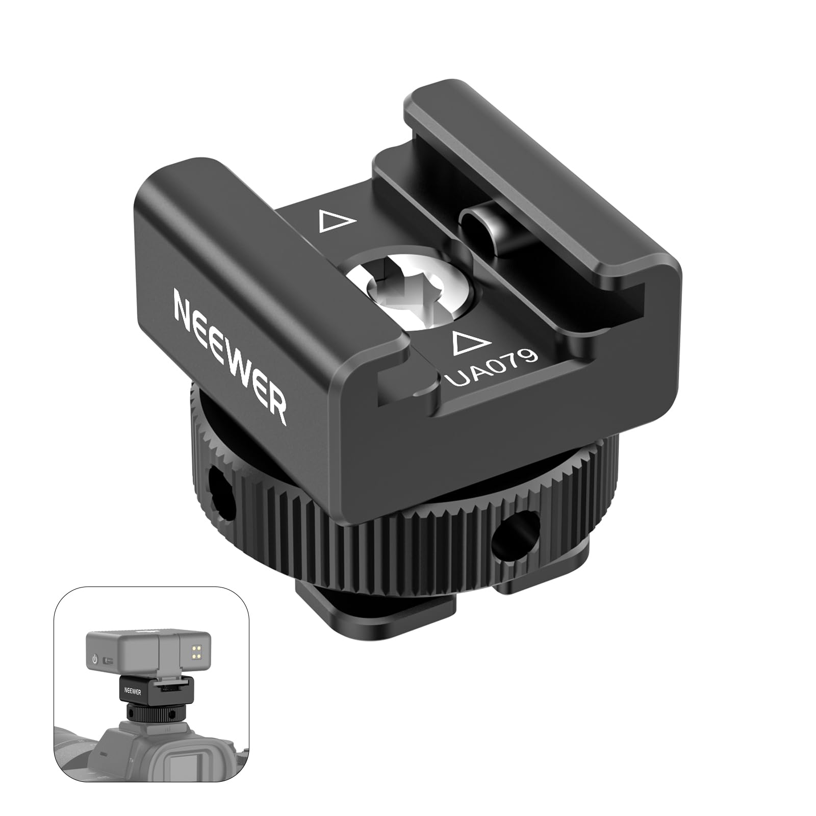 NEEWER Cold Shoe Mount Adapter Compatible with DJI Mic 2 Rode Wireless GO II Hollyland Saramonic NEEWER Wireless Mini Microphone, Anti Interference Offset Contact Design for Speedlite Flash, UA079-picture-18