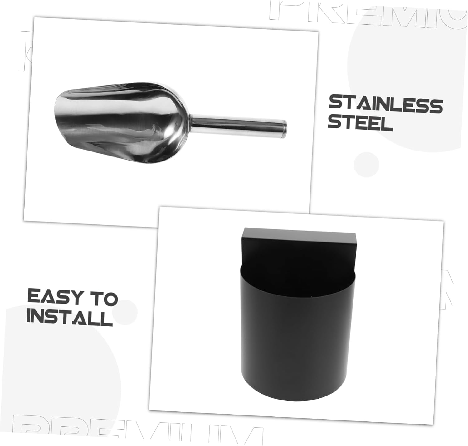 KICHOUSE Multifunctional Ice Scoop Storage Box Ice Shovel Holder Metal Popcorn Scoop Reusable