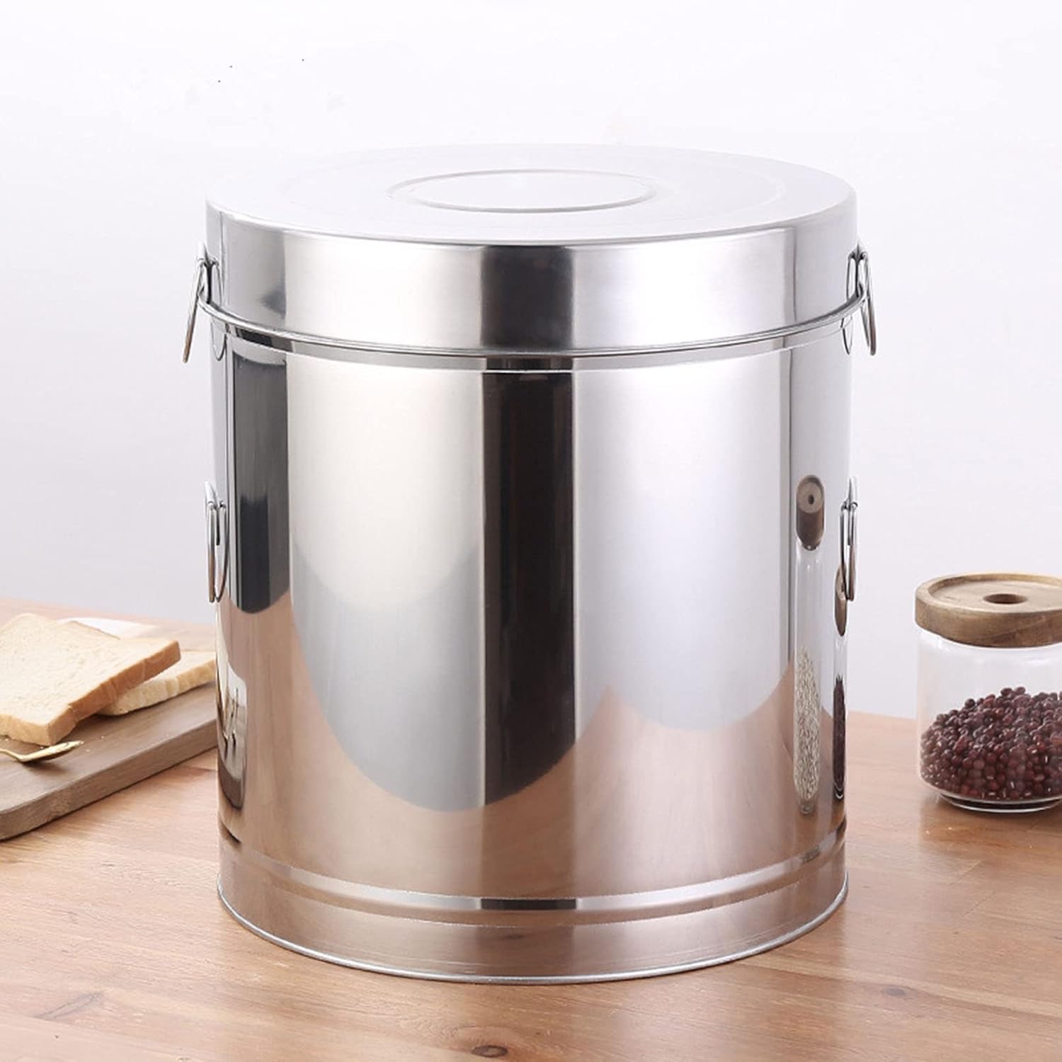 Airtight Stainless Steel Storage Containers for Flour, Cereal, Rice - 10KG, 15KG, 20KG, 25KG - Insect & Moisture Proof Kitchen Organization Jars