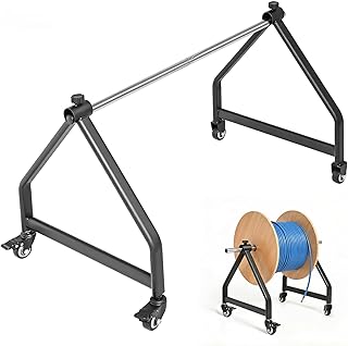 Wire Spool Rack with Wheels, Portable Cable Caddy Holds 28" Spools 250 lbs, Industrial Steel Welded Frame Includes Spool Bars