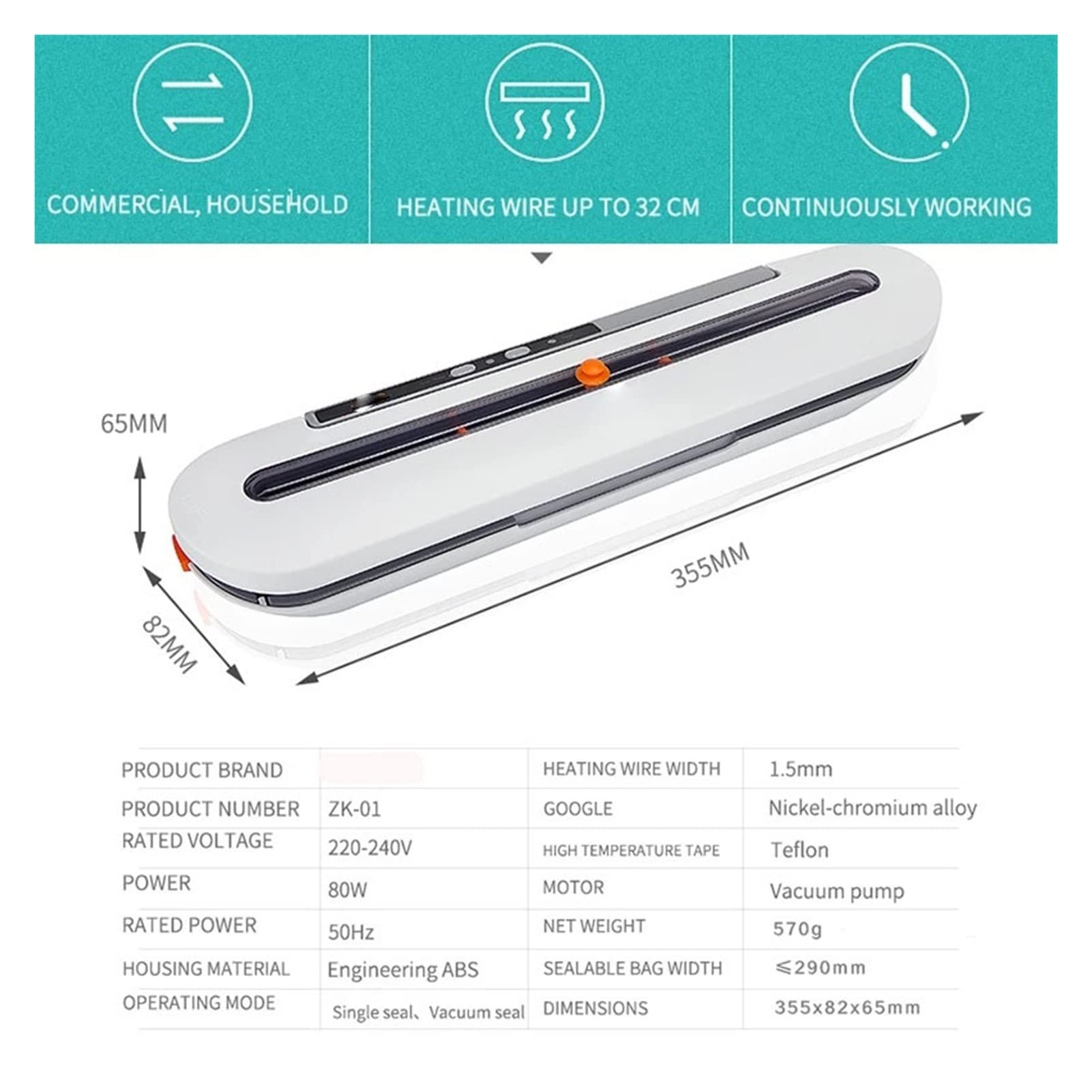 HMTE Scellant sous Vide 220V / 110V Machine de Conditionnement sous Vide Alimentaire Domestique Commerciale Automatique Comprenant 10 Sacs (Couleur: 6, Tension: 110V) (3 110V)