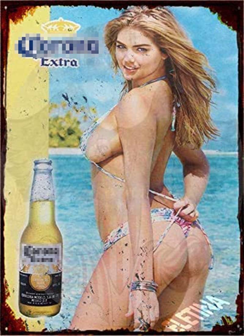 Vintage Metal Tin Sign Pinup Girl Sexy Biki Girl Vintage Metal Tin Sign for Men Women,Wall Decor for Bars,Restaurants,Cafes Pubs Retro Aluminum Sign 8x12 INCH