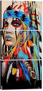 Truly Beauty Painting Native American Girl Feathered Women Modern Home Wall Decor Canvas Artworks Picture Art HD Print Pai...