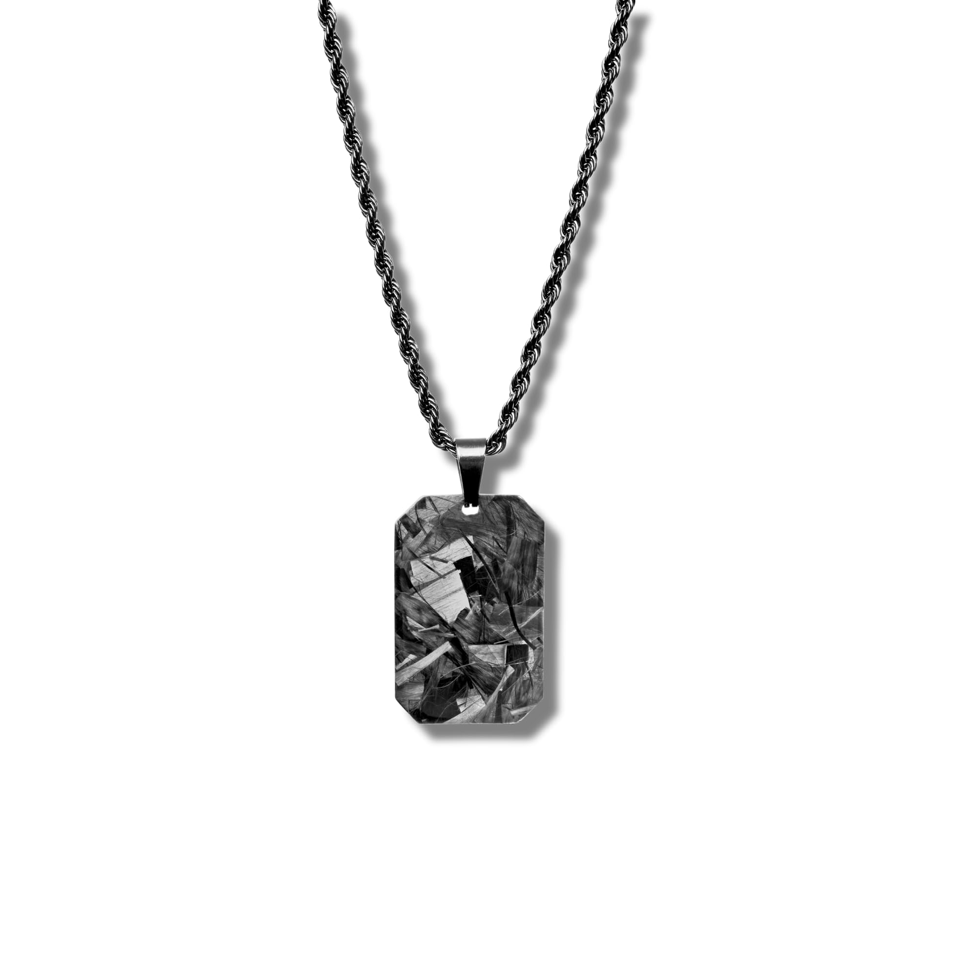 Catena con ciondolo targhetta per cane in fibra di carbonio | Nero in acciaio inossidabile | Collana da uomo nobile | Necklace Chain Carbon Fiber Dog Tag