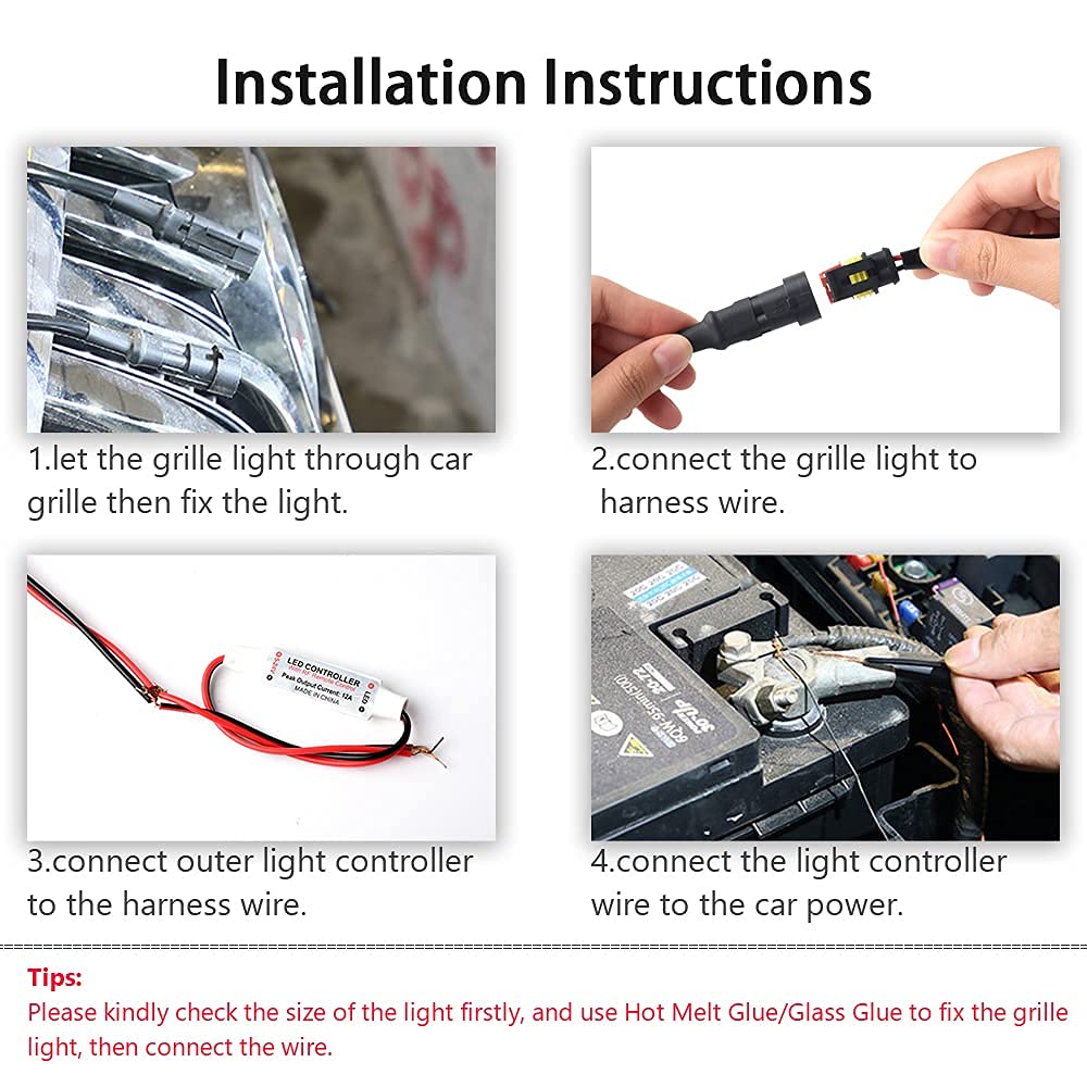 LECART for Jeep Grill Lights Amber Yellow Ultra Bright Flashing Led