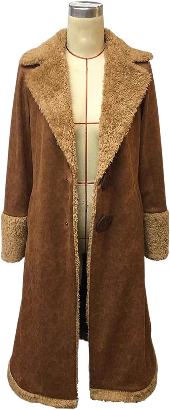Long Fur Coats for Women Vintage Western Jackets Brown Faux Fur Coat Sherpa Fleece Lined Jacket Warm Winter Overcoat