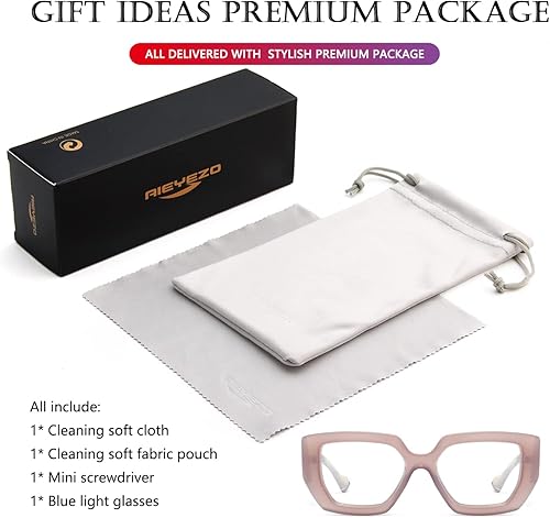 Miniatura 6 de AIEYEZO Gafas de luz azul con marco grueso para hombres y mujeres, gafas cuadradas de moda para computadora, antifatiga ocular y previenen el dolor