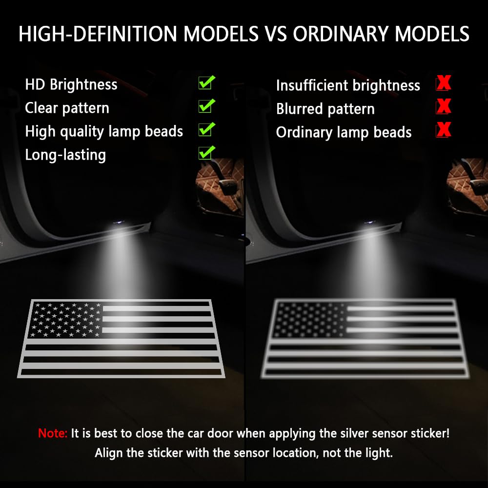 2Pcs Wireless Car Door Logo Projector Lights - Easy Install Welcome Lights With 100+ Patterns, No Fade LED (FOR-C1HE-VY)