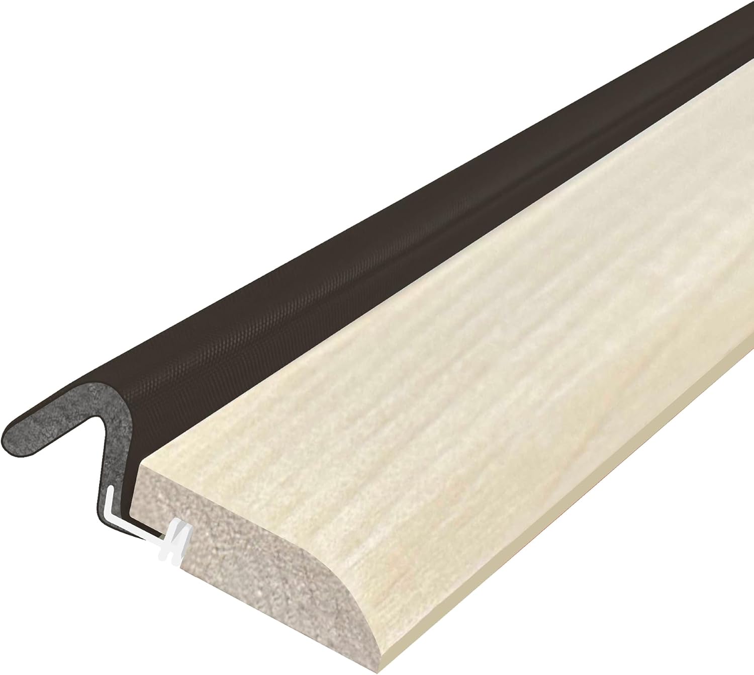 Streamline Pattern Wood Door Stop Set, with Brown Q-LON Weatherstrip 2-7 FT (84") Pieces and 1-3 FT (37") Piece