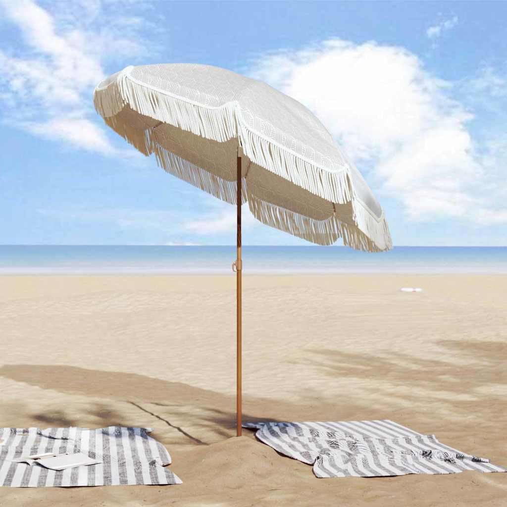 Strandparasol Neigbar und Höhenverstellbar - Runder Sonnenschirm aus Polyester und Stahl für Garten, Terrasse und Strand - Strandschirm Grau Weiß, 160x160x196 cm