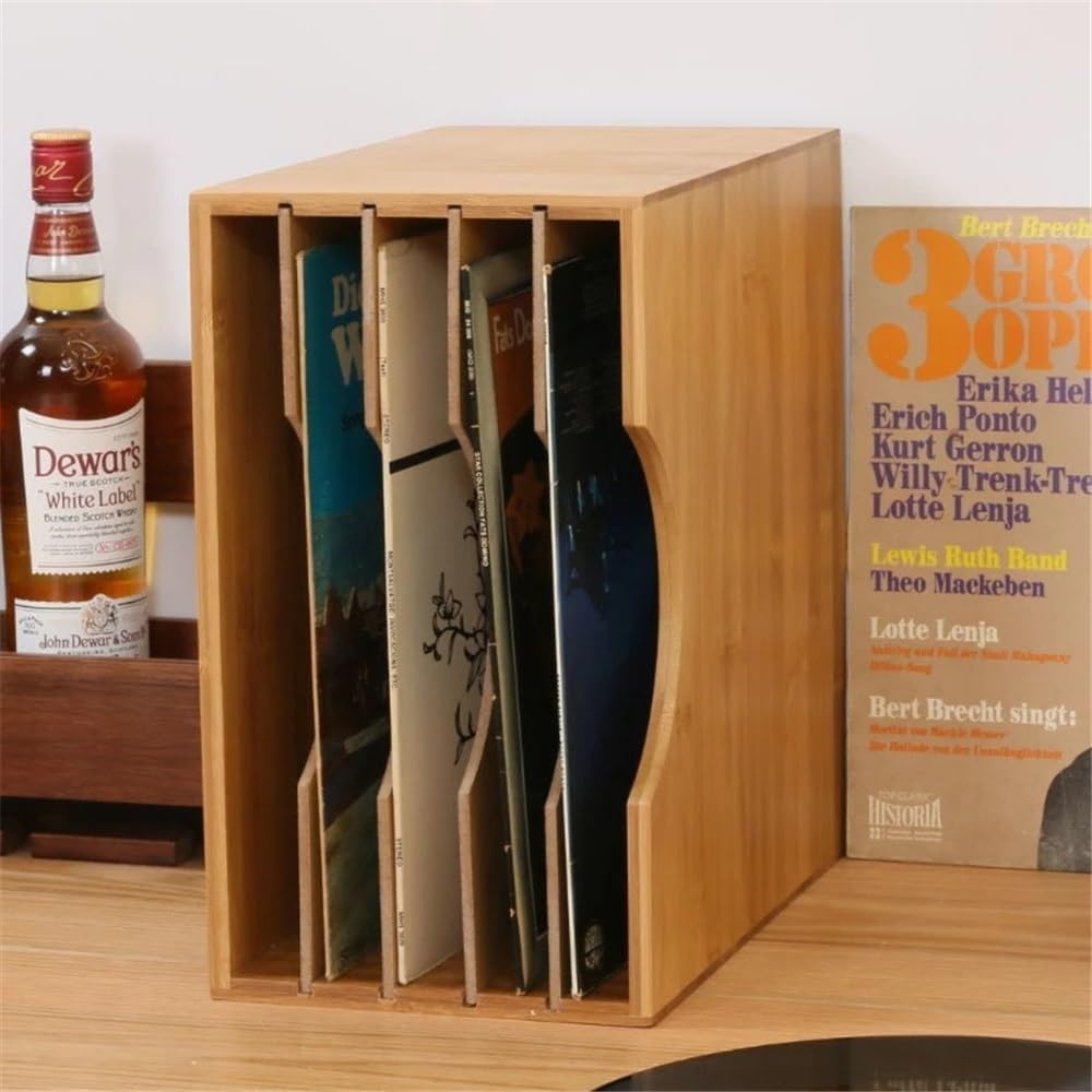 Custodia per CD Organizzatore di CD Scatola raccolta cassette nostalgiche Scaffale for dischi Desktop archiviazione vecchi documenti in legno Portadischi
