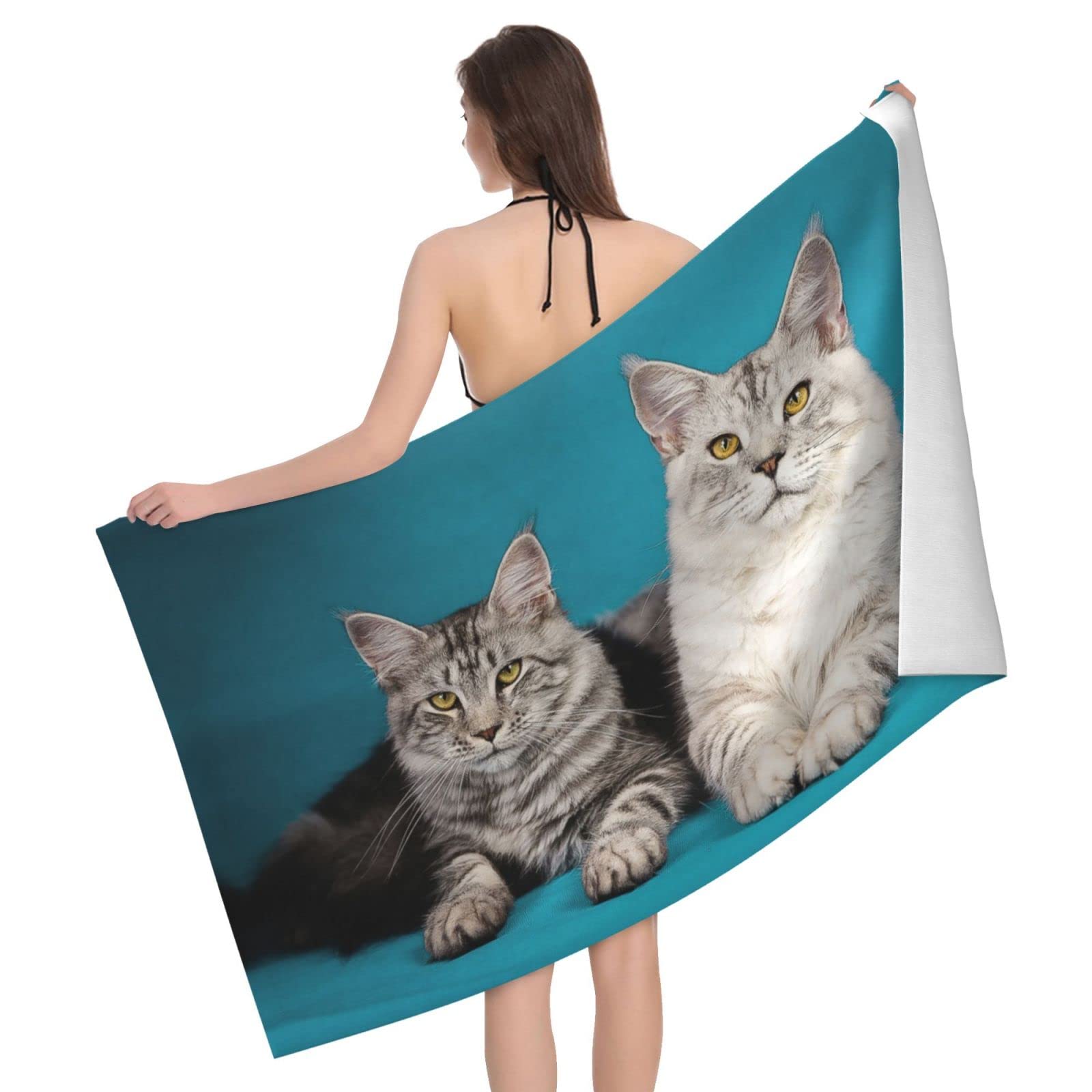 Lawenp Cat Bath Towel Beach Towel Popular Durable Stylishffy Touch Highly Absorbent Quick Dry Polyester 32" X 52" Also As A Gift