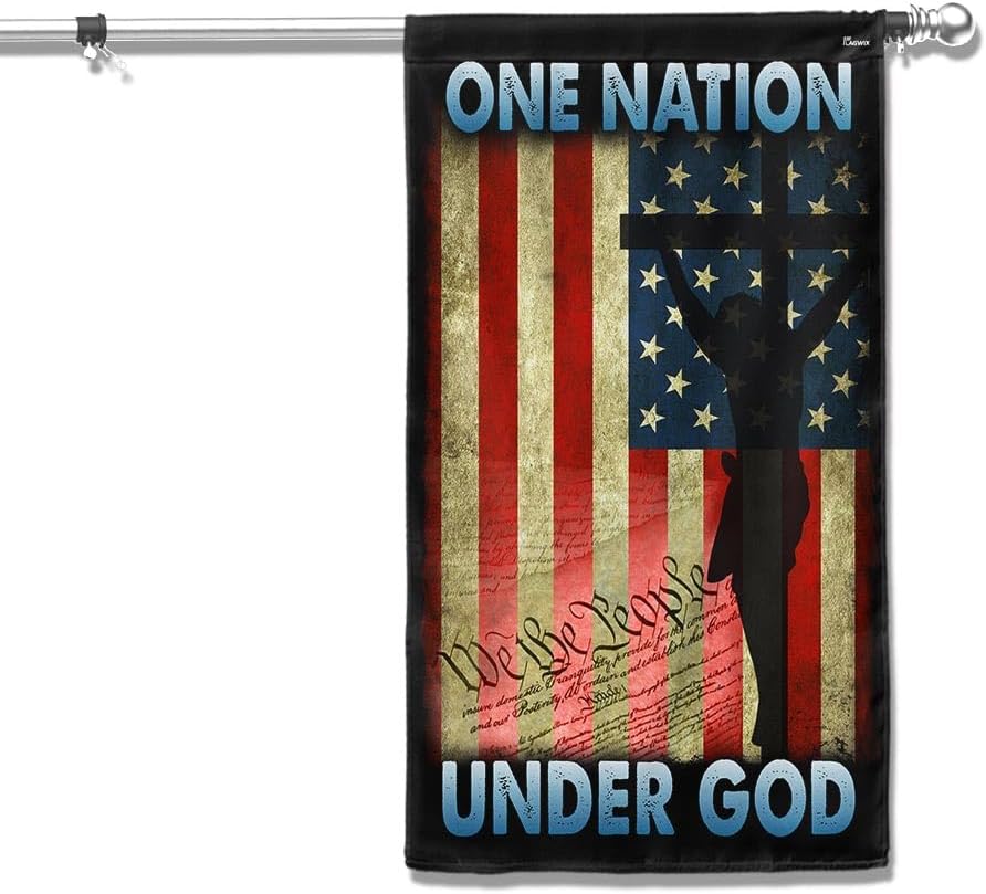 Flags-One Nation Under God Flag MLH944F, House Flag (29.5" x 39.5")-USA House Garden Flags Premium Polyester-Decorative Outdoor Flags