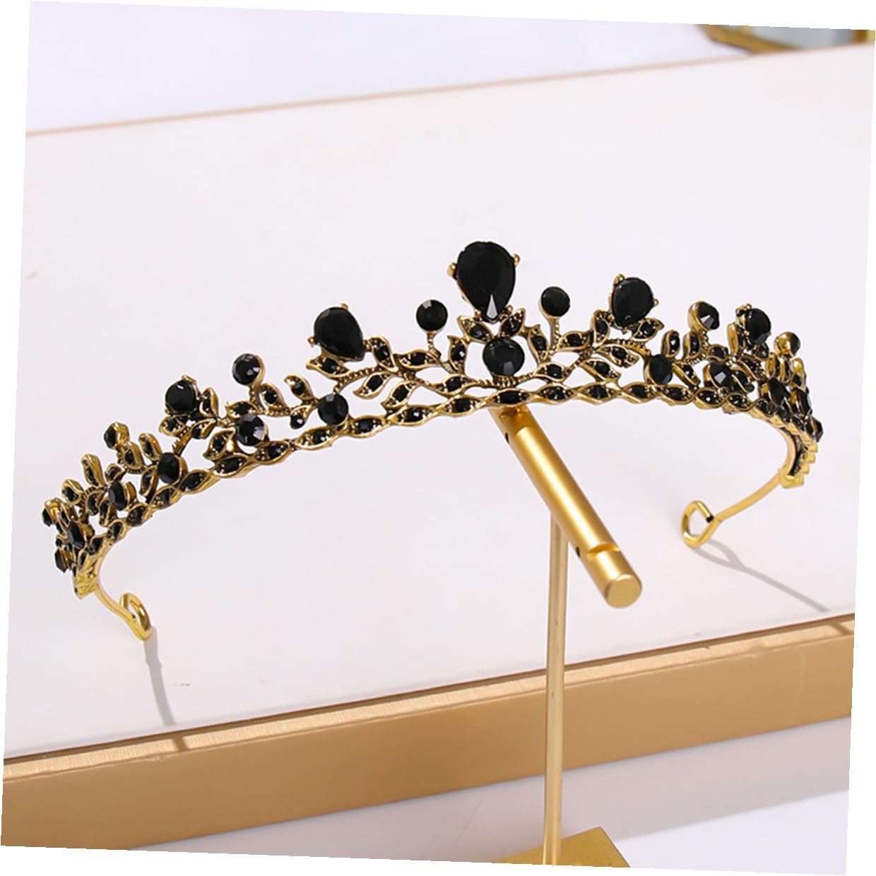 minkissy Bride Tiara Crown Baroque Style Black Rhinestone Wedding Headpiece for Women Bridal Dress Accessories
