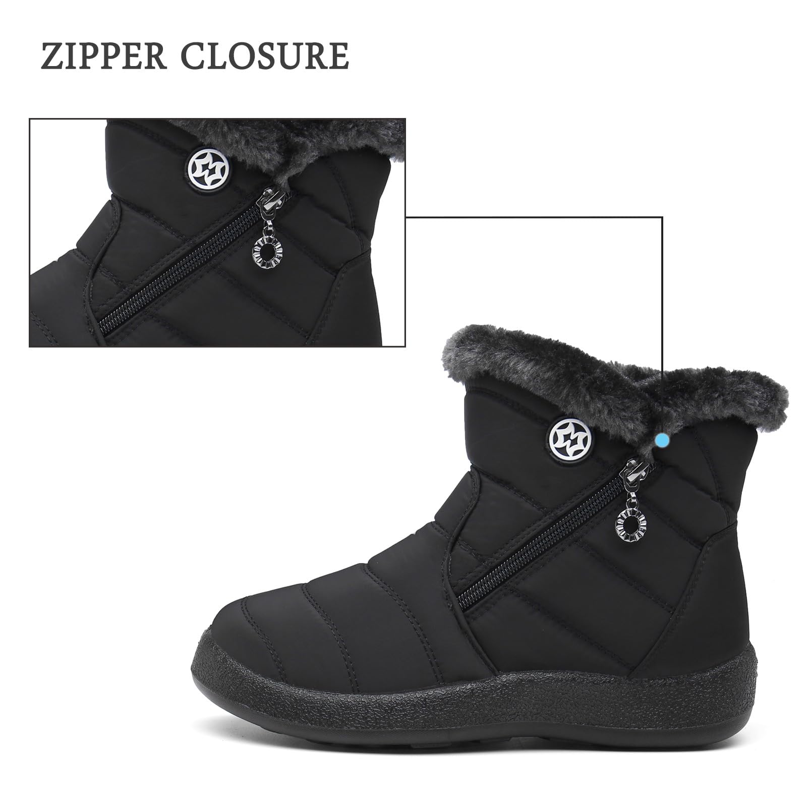 Hsyooes Stivali Donna Invernali Stivaletti Moda Stivali da Neve Foderato Caldo Scarpe da Inverno Impermeabili