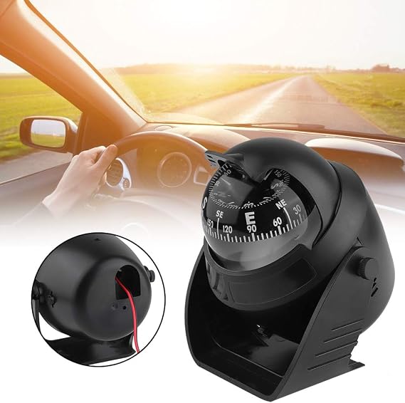 Vehicle Dashboard Compass for Car LED Light Auto Dash Mount Navigation Automobile Direction Indicator for Car Boat Truck
