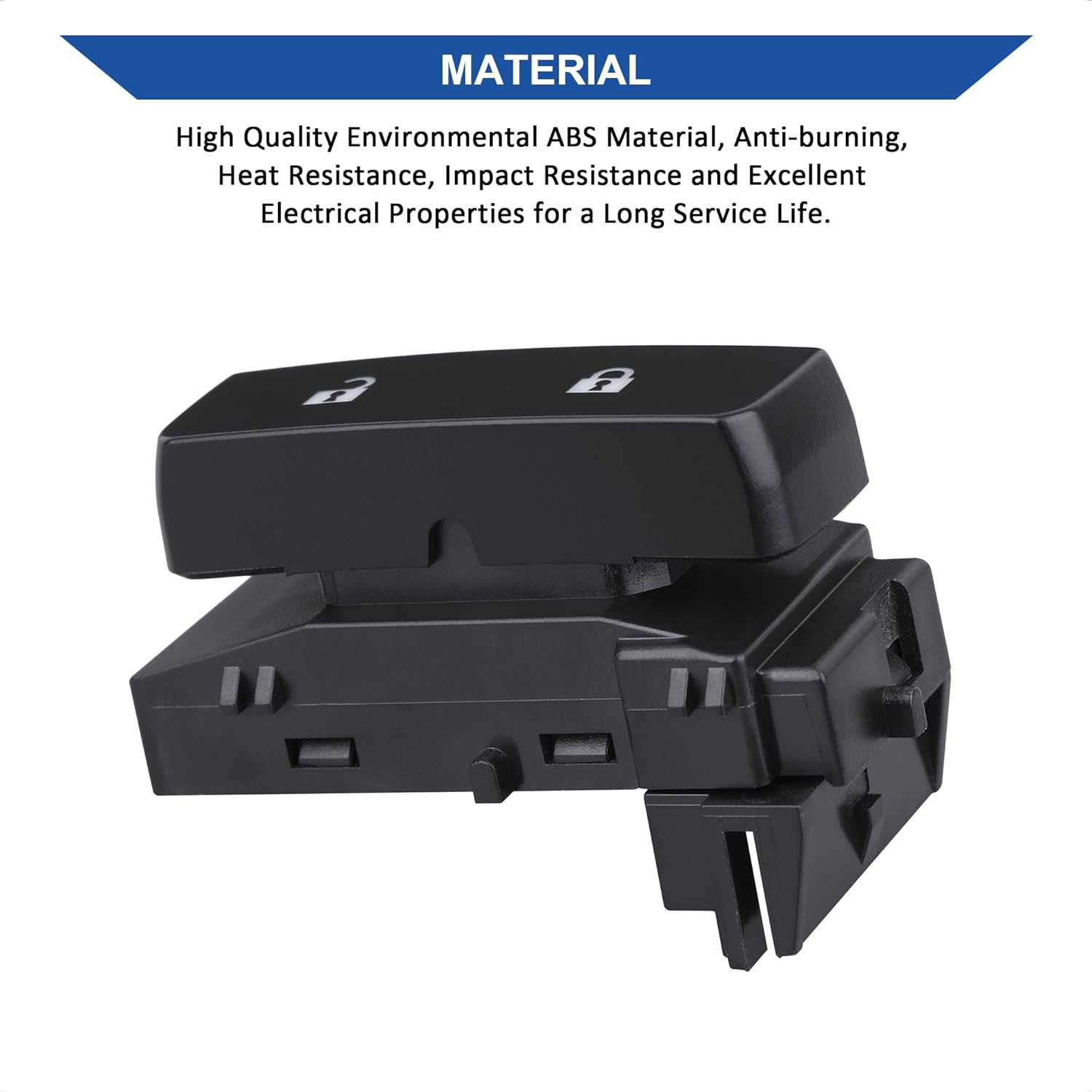 Kible Door Lock Control Switch For 2007-2014 GMC Sierra & Chevy Silverado - Driver Side, 5-Pin, Blue LED