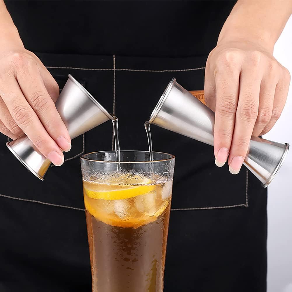 2 Pcs 0.5 1 Oz Stainless Steel Bar Shot Jiggers Double Cocktail Jiggers Cocktail Drink Measuring Cups Bar Supplies for Party