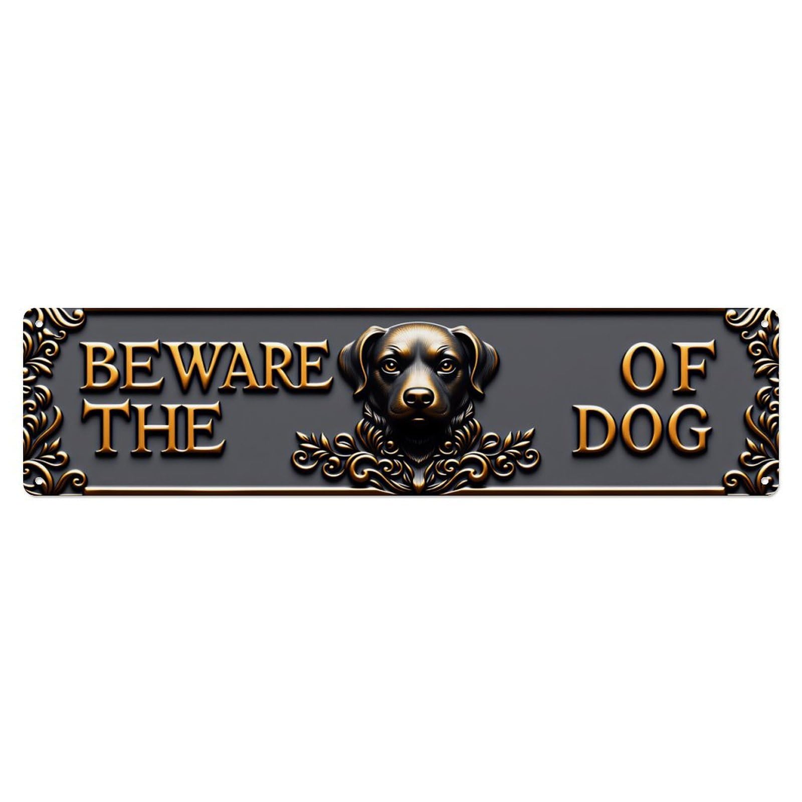 Beware Of The Dog Vintage Carved Door Sign Vintage Aluminium Metal Sign, Retro Wall Decor for Home, Bar, Garage & Farmhouse 10 * 40cm