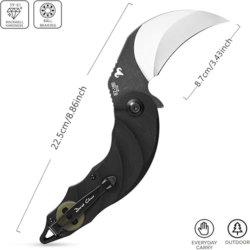 Miniatura 2 de Sitivien ST160 - Cuchillo plegable de bolsillo, hoja de acero K110 con mango G10, cuchillo de herramientas EDC para acampar al aire libre,