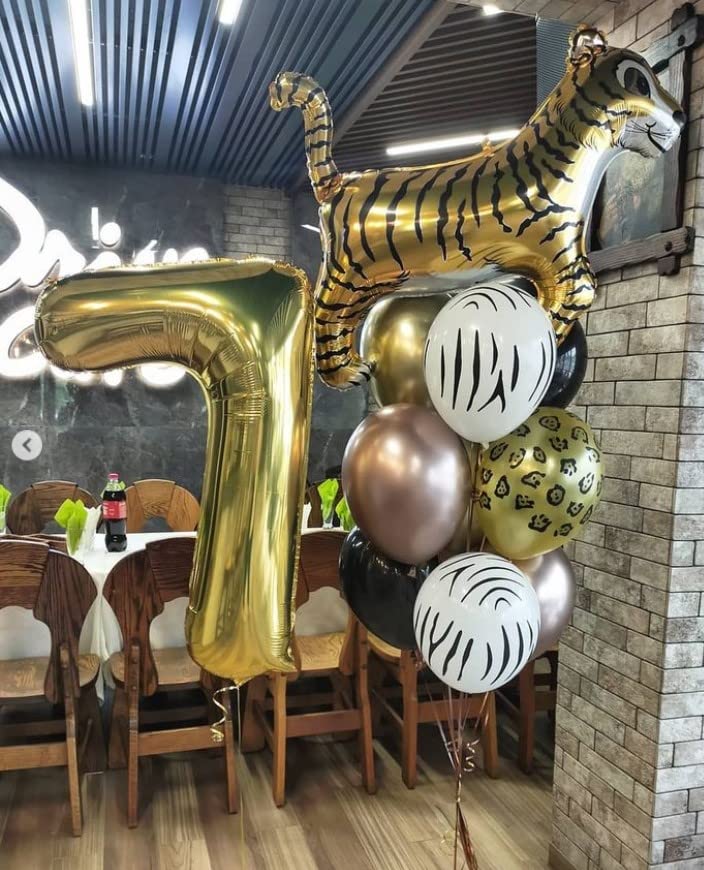 Image of Atpata Funky 7 Number Golden Foil Balloon 32 inch Size Birthday Decoration Items | Happy Birthday Decoration Kit | 7th Year Birthday Party Anniversary Wedding Decorations