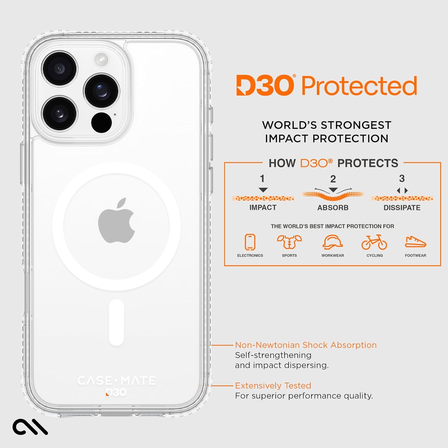 Case-Mate iPhone 16 Pro Max Case [Compatible with MagSafe] Tough Shockproof Phone Case with 16ft D3O Drop Protection - Premium Rugged Cover for iPhone 16 Pro Max - Clear - Image 8