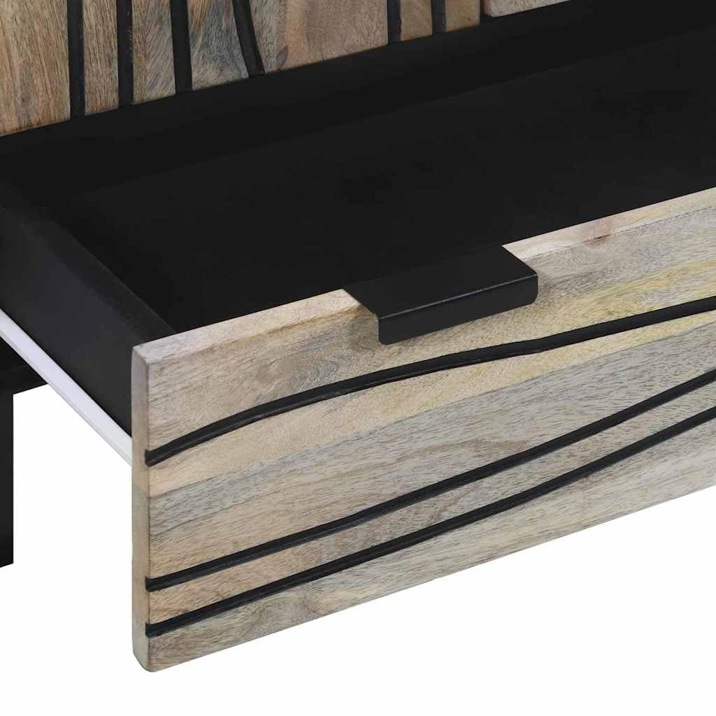 Générique Credenza Legno Mango Massiccio Bianco E Nero | Vasellame spazioso da parete per salotto o sala da pranzo