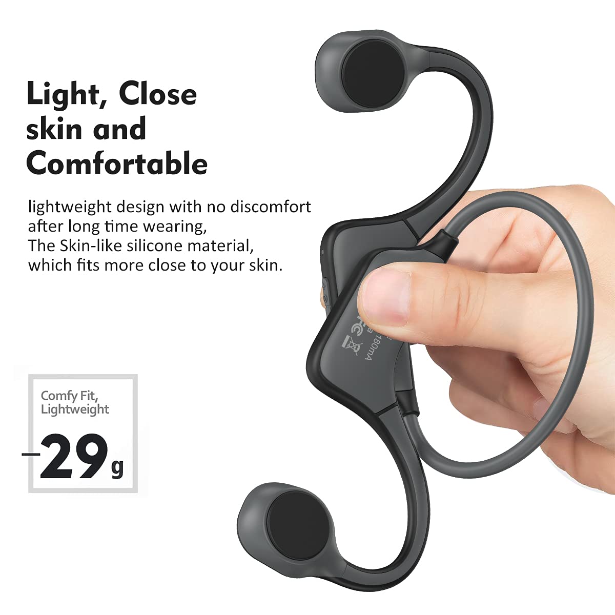 PARAMITA DG08 Casque à conduction osseuse, Bluetooth 5.3, écouteurs sans fil, étanches avec micro, pour l'entraînement, la course à pied, la conduite (noir)