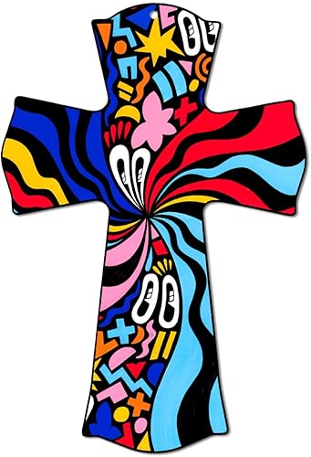 Miniatura 8 de CALUOHO Cruz de pared de madera de granja, cruz de madera colgante de cruz de madera rústica, cruz de madera para decoración de pared para el hogar,