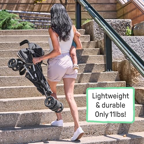 Image of Ingenuity 3D Mini Convenience Stroller - Lightweight Stroller with Compact Fold, Multi-Position Recline, Canopy with Pop Out Sun Visor - Umbrella Stroller for Travel and More, Cashew Tan