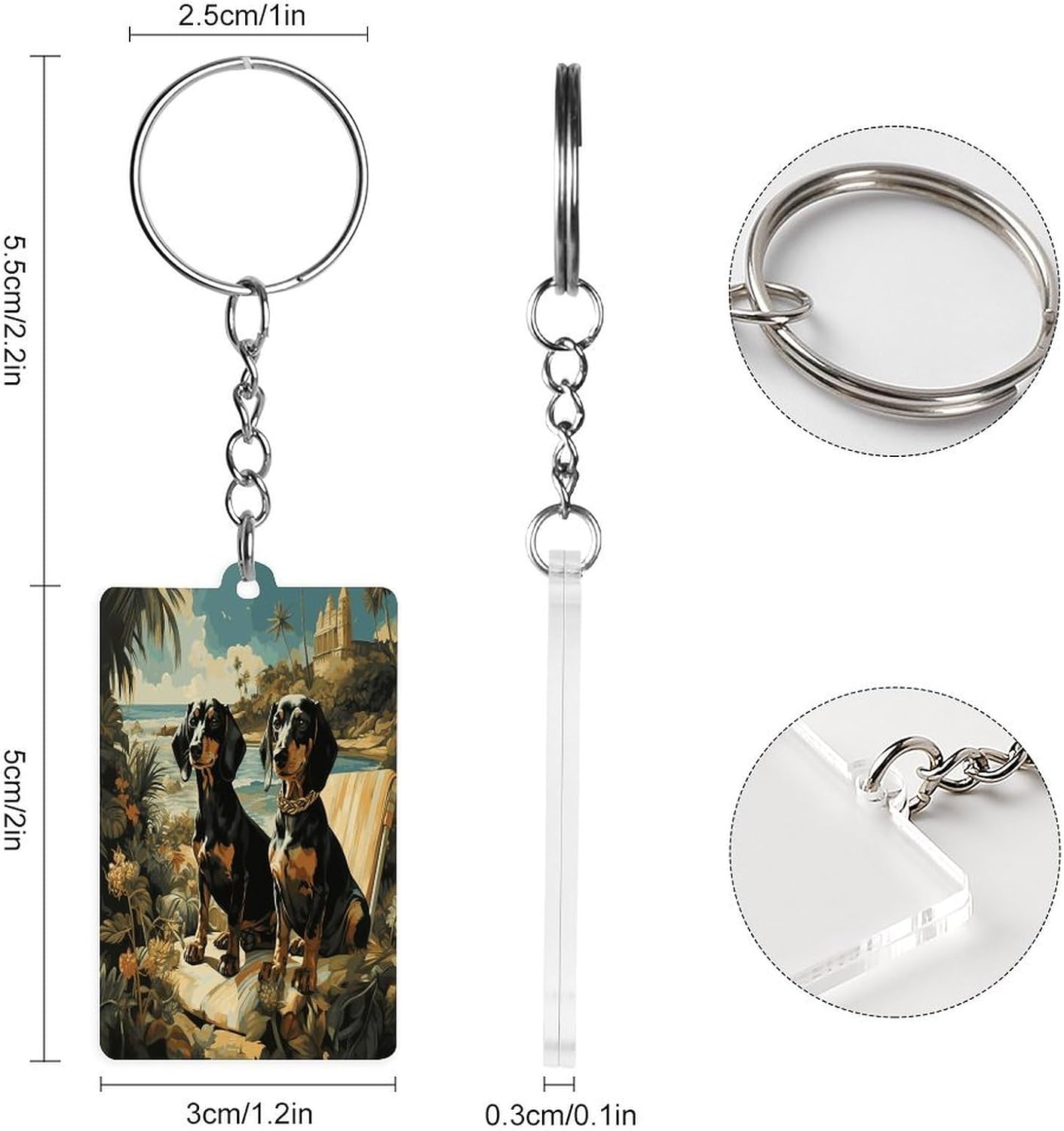 Dachshund Dog Bento Key Chain Acrylic Keychain Key Rings image 2