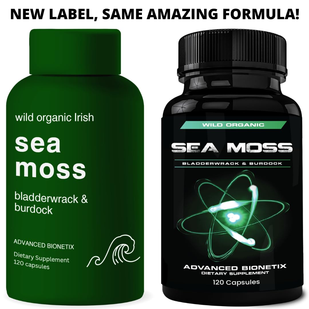 Advanced Bionetix Organic Irish Sea Moss Capsules, Raw Wildcrafted Seamoss Enhanced w/Bladderwrack & Burdock Root Capsules 240 Total Pills Antioxidant Packed. Prebiotic Superfood, Thyroid Support — Amazon image 7