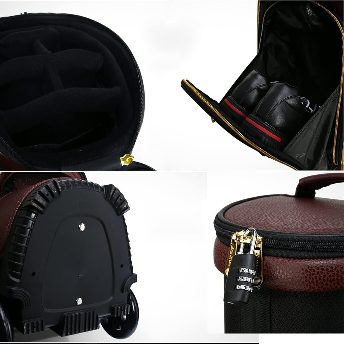 Men's Leather Golf Bag, Waterproof Golf Cart Bag, Portable Golf Stand Bag Travel Golf Club Bags, Lightweight Golf Clubs Organizer for Golf Course & Travel (Black)