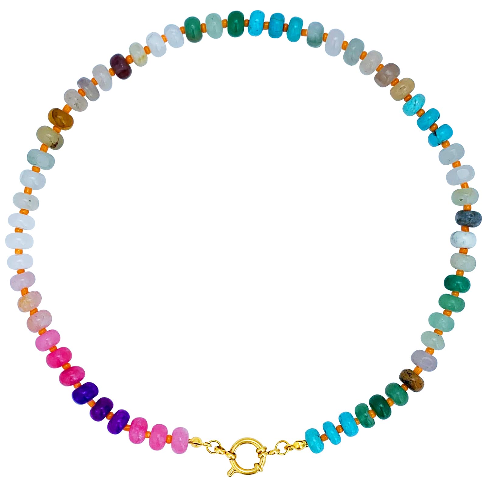 Pietra preziosa con perline da donna, girocollo con perline in pietra naturale colorata Boho, gioielli da spiaggia estivi, regalo per donne