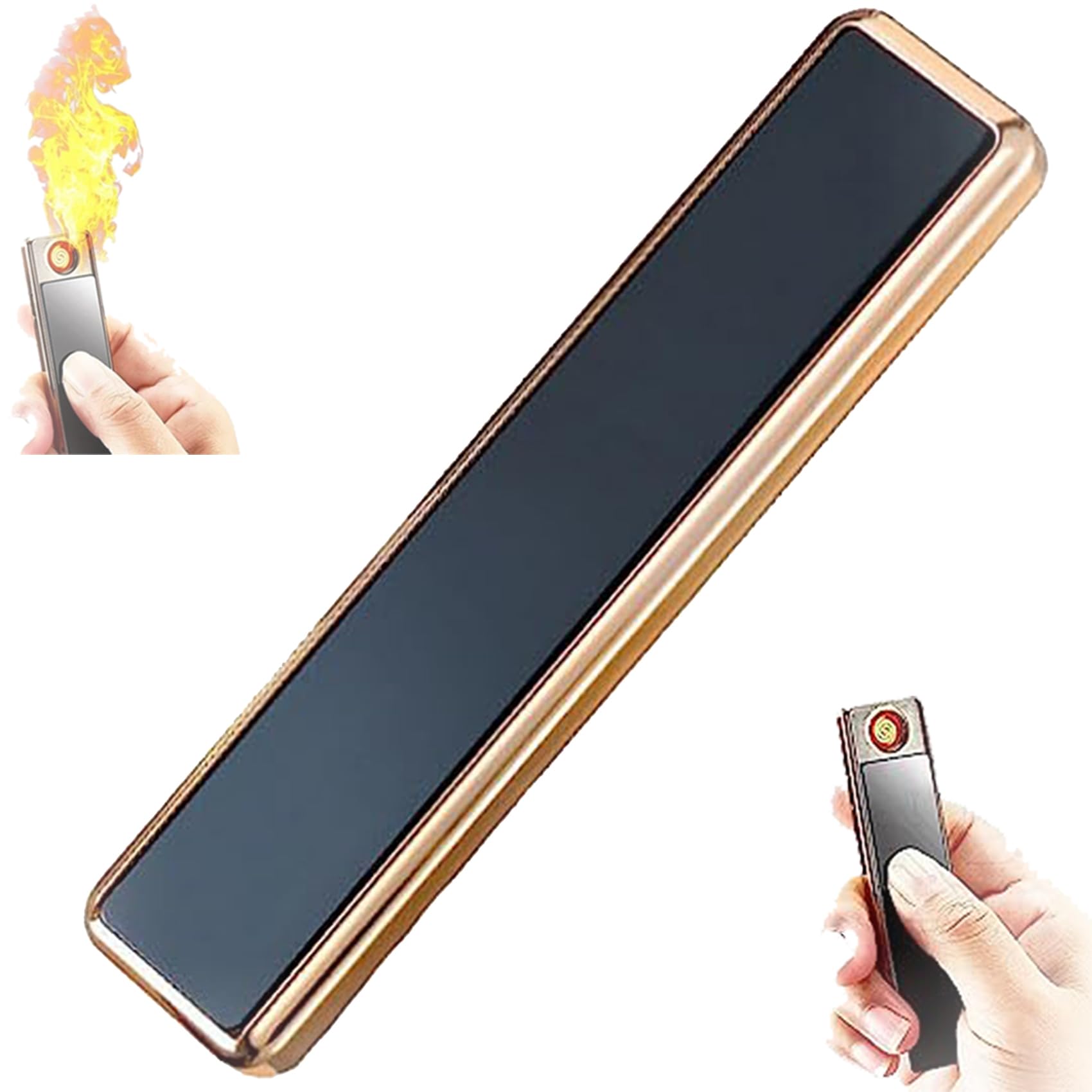 YODAOLI Windproof USB Arc Lighter, Rechargeable Slim Profile Coil Lighter, Electric Dual Arc Plasma Flameless (Black)