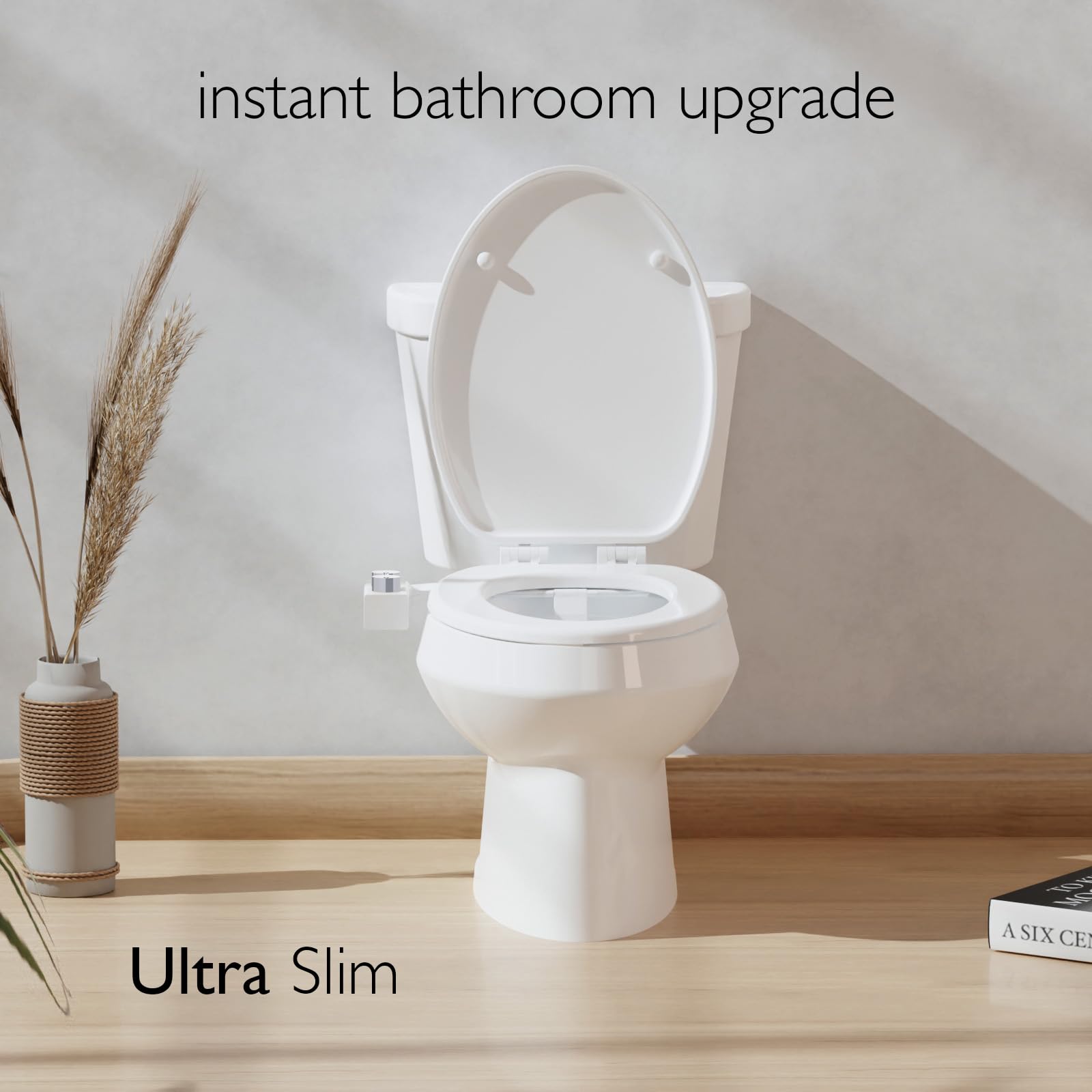BIDETbidet Links/Rechts Reversible Süßwasser Deluxe Ultra-Slim WC-Aufsatz Austauschbarer Knauf Set Nicht Elektrisch Mit Düsen Scharnierdesign Einfache Installation Passend Für Die Meisten Toiletten