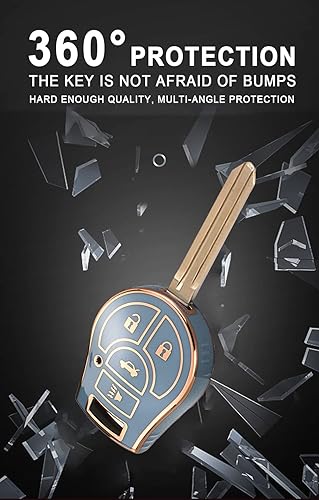 Miniatura 4 de HIBEYO Funda para llavero para Nissan March Tiida Altima Sentra Armada Cube Juke Maxima Pathfinder Rogue 2012 Versa Accesorios 4 botones TPU Funda