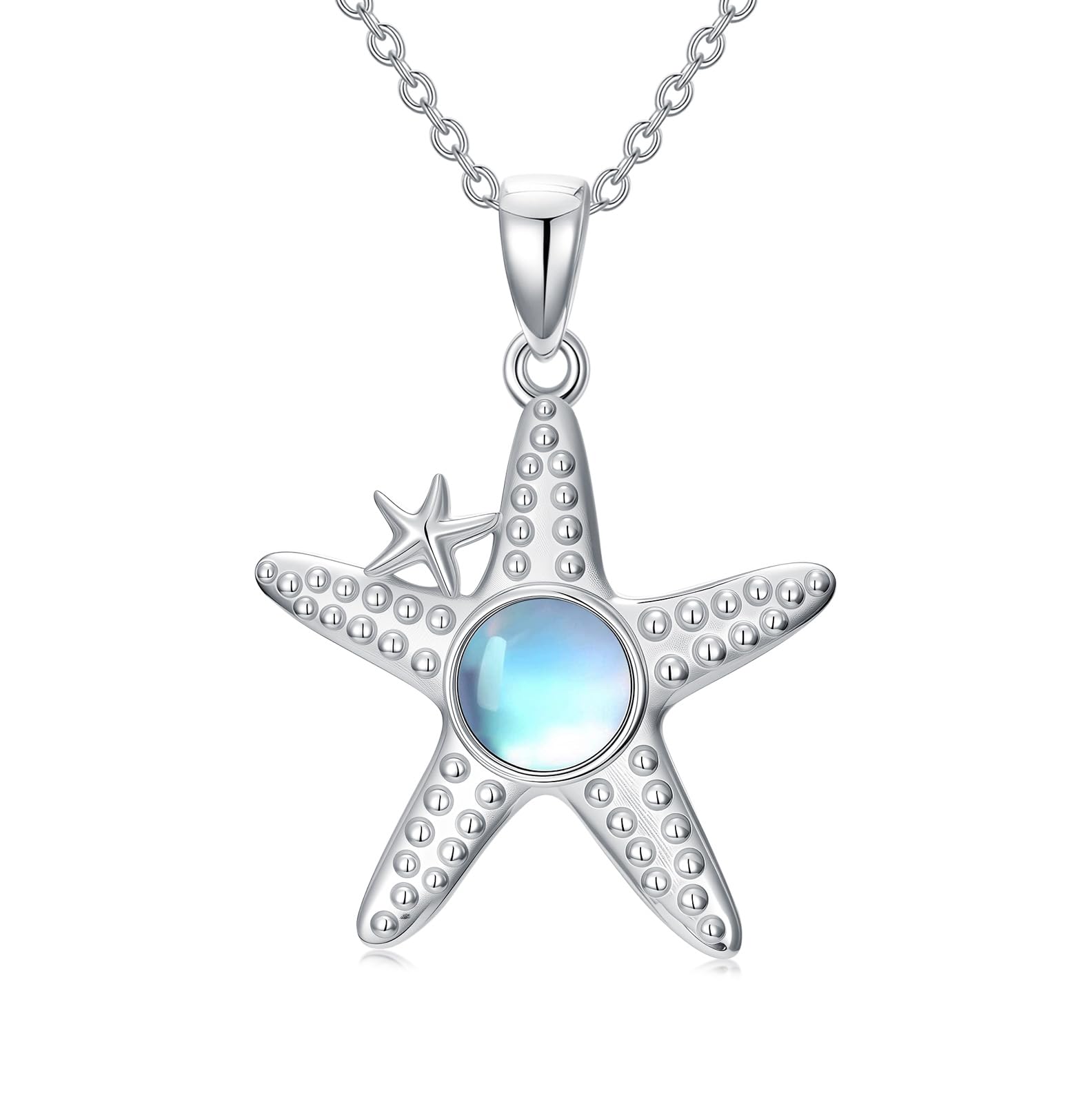 Seestern-Halskette 925er Sterlingsilber Mondstein Seestern-Anhänger Schmuck Geschenke für Frauen