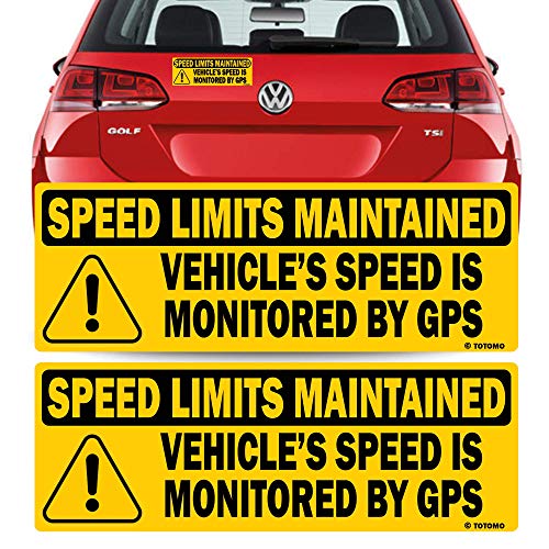 Image of TOTOMO Vehicle Speed Monitored by GPS Safety Sticker, Speed Limits Maintained, 2-Pack, 10 inch x 3.5 inch Reflective Warning Decal for Fleet Vehicles, Trucks, Vans & Commercial Vehicles