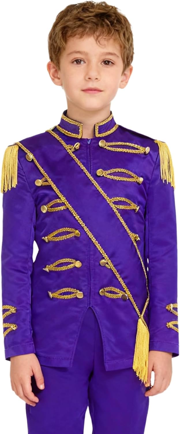 Kids Long Sleeve Marching Band Outfits Honor Guard Jacket Coat Circus Ringmaster Masquerade Playwear