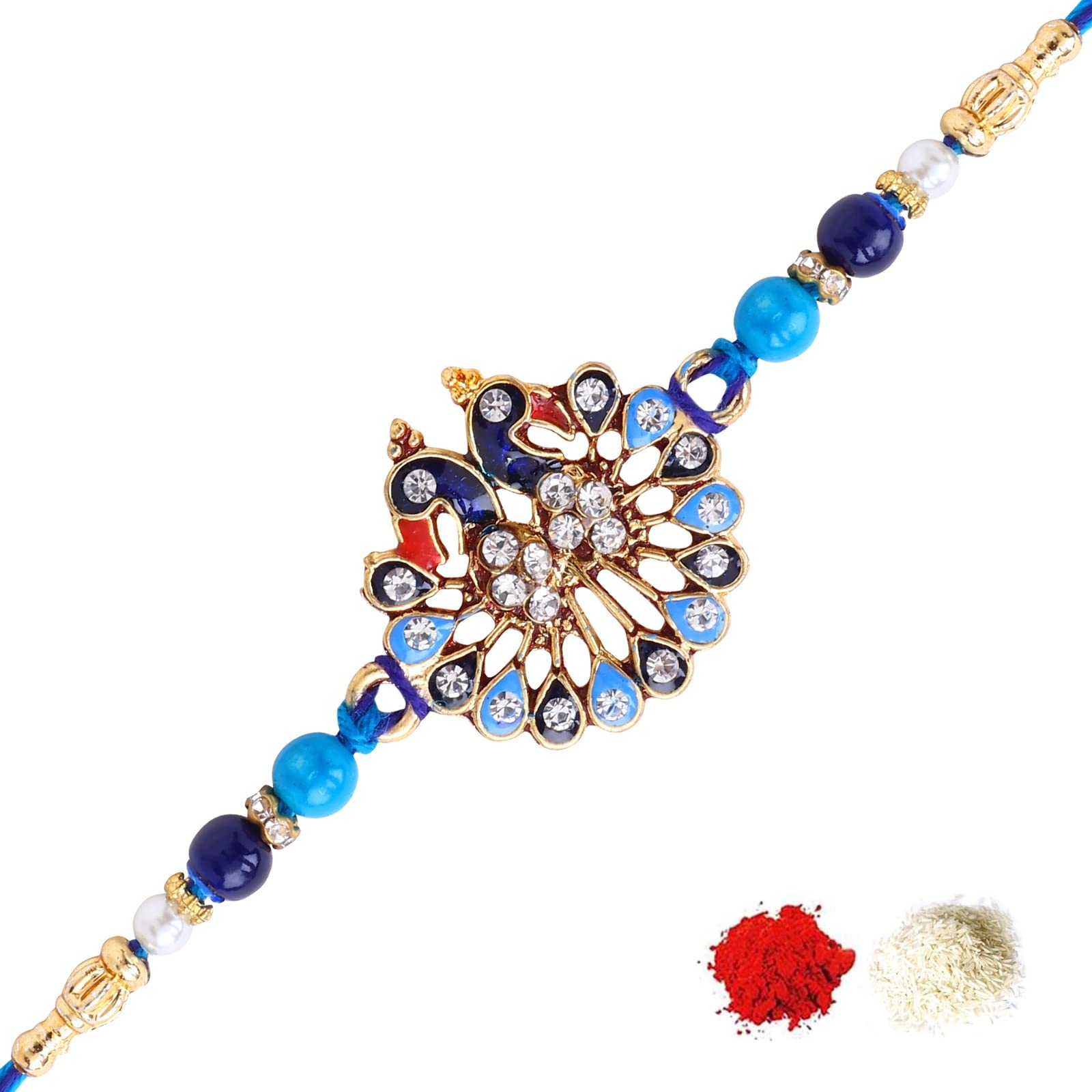 Nityam Enterprises Imported Blue Peacock With Multicolour Pearl And Daimond Ring Rakhi For Unisex Adult For Bheiya Bhabhi/Brother/Sister/Family With Roli Chawal(Ne 166) (B0983457Y2) Amazon Price History, Amazon Price Tracker
