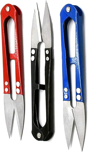 PRECISE CANADA Tijeras de coser en forma de U, color negro, azul, rojo, cortadores de hilo afilado, cortadores de hilo pequeño, tijeras de pesca