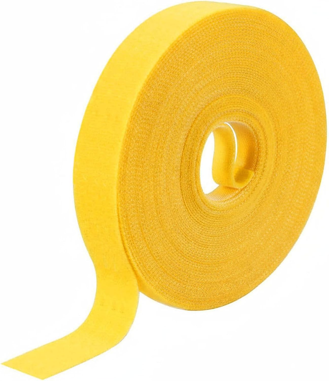 1 in x 32 Ft Yellow Hook and Loop Roll, Double-Sided Self-Gripping Straps for Cable Management, Cut to Length, Reusable Wire Organizer Ties Cord Strips Wrap Fasteners Tape for Home Office Data Center