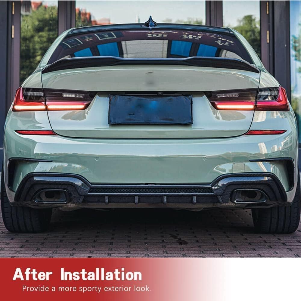 Rear Diffuser for BMW 3 Series G20 G28 2019-2022 M Sport 320i 330i M-tech Sedan Rear Bumper Diffuser Lower Lip Spoiler Valance Protector Rear Spoiler Body Kits, Not for M340i M340d.