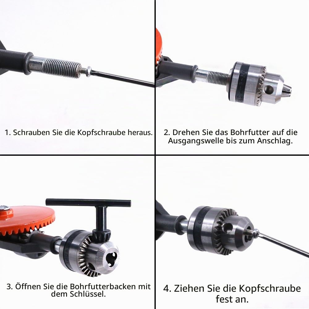 Swpeet 1/4 Zoll (0.6-6mm) Handbohrmaschine mit 13 Stahlbohrern (40–98 mm),Leistungsstark Spannfutter Stahlguss Doppelritzel Handbohrer zum Epoxy,Schlüsselanhängern,Herstellung von Schmuck,Polymerton