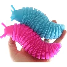 Set of 2 Random Puffer Slug Balls - Light Up Flashing Fidget Indoor Soft Hairy Air-Filled Sensory Ball Random Colors 2 Random Colors